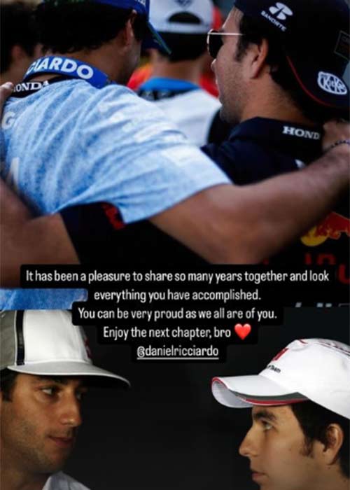checo perez emotivo mensaje daniel ricciardo f1 2709243