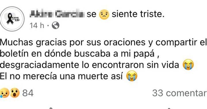 A traves de las redes sociales los familiares del hoy occiso confirmaron la noticia
